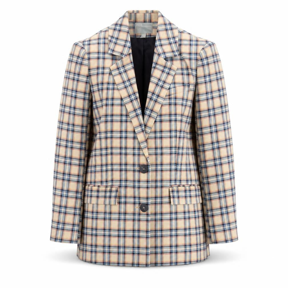 ASOS Womens Beige Plaid Jacket Size 8 Button