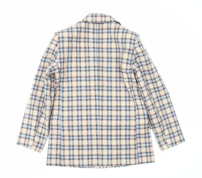 ASOS Womens Beige Plaid Jacket Size 8 Button