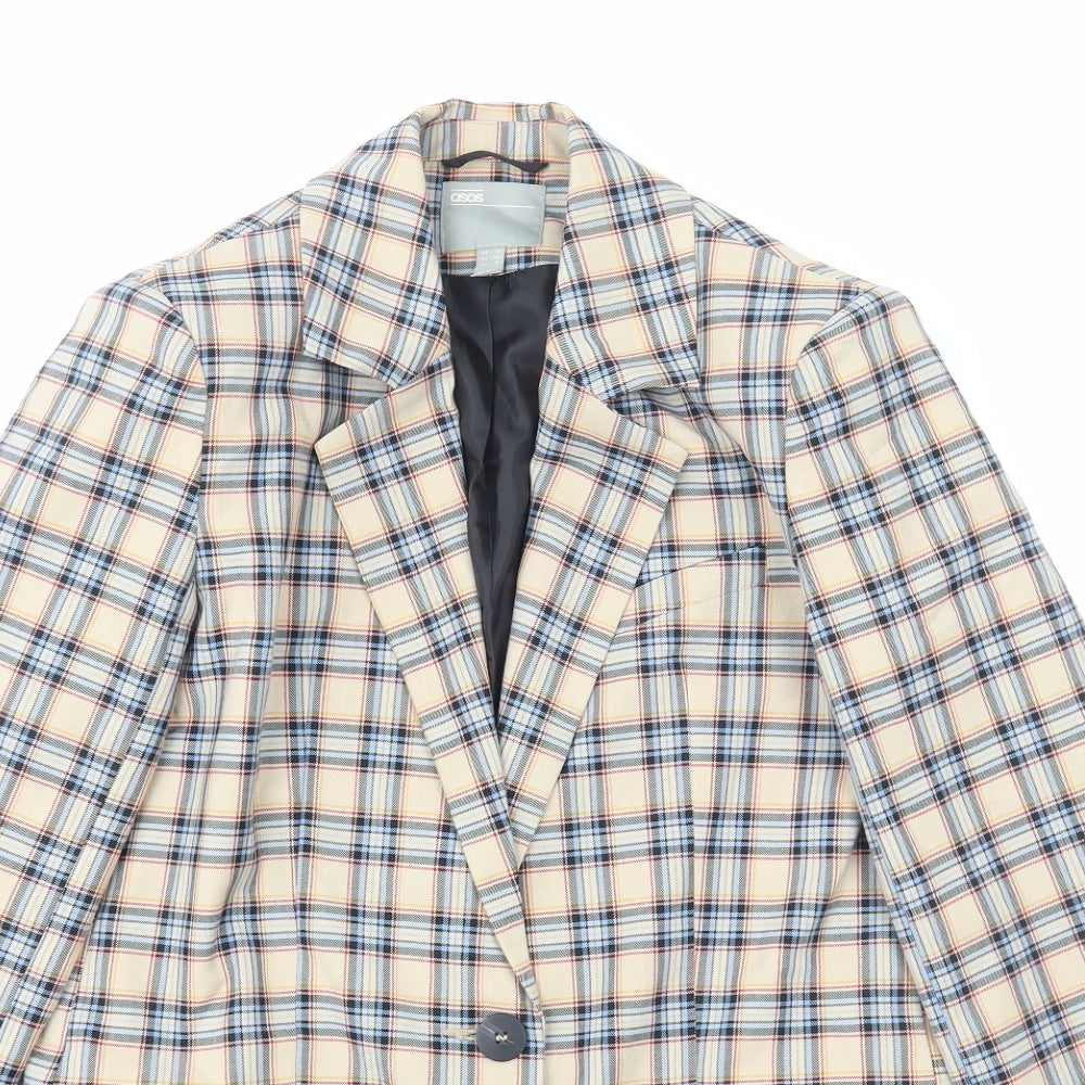 ASOS Womens Beige Plaid Jacket Size 8 Button