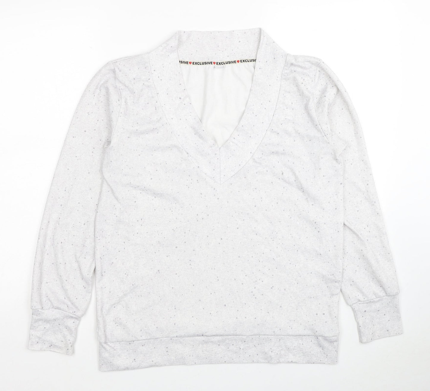 Exclusive Womens Grey V-Neck Polyester Pullover Jumper Size M