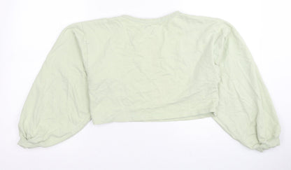 Honey Behave Womens Green Cotton Pullover Sweatshirt Size S Pullover - Cropped