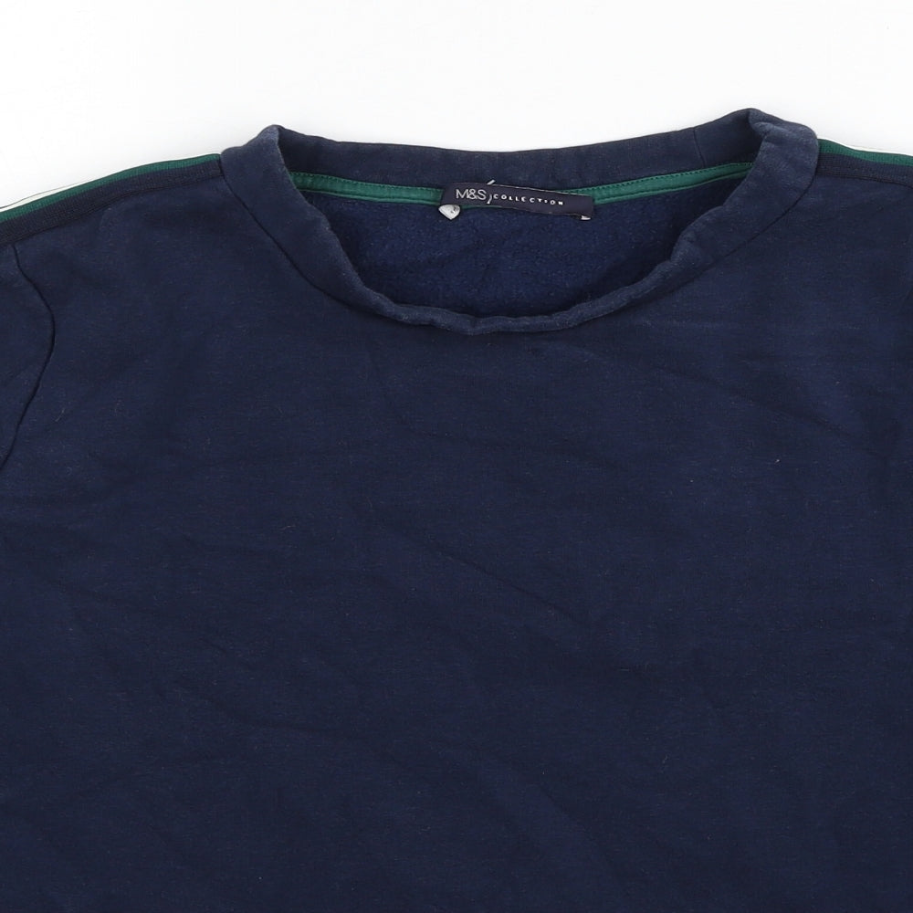 Marks and Spencer Womens Blue Cotton Pullover Sweatshirt Size 8 Pullover
