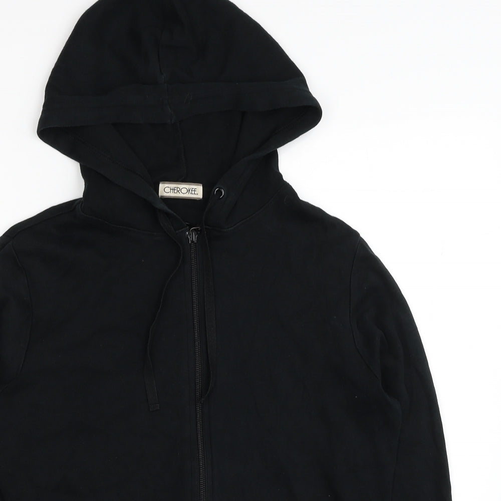 Cherokee Womens Black Cotton Full Zip Hoodie Size 14 Zip