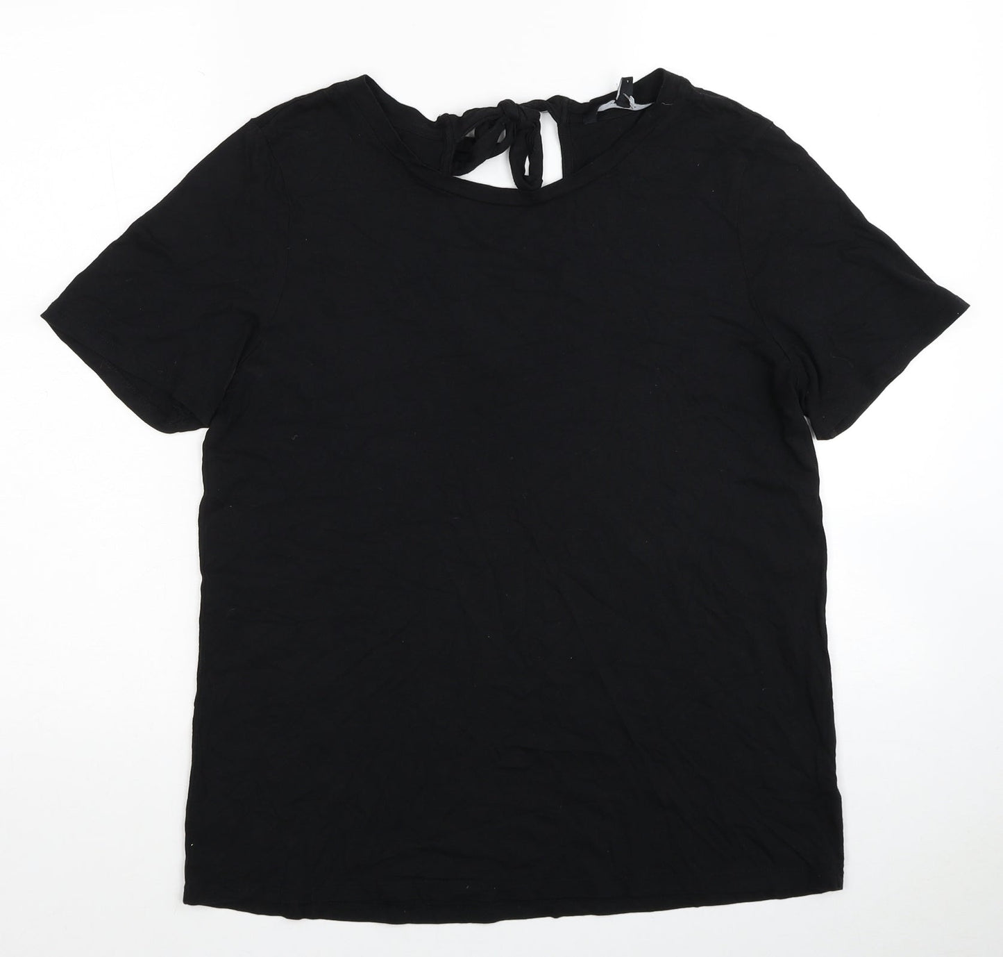VERO MODA Womens Black Cotton Basic T-Shirt Size L Round Neck
