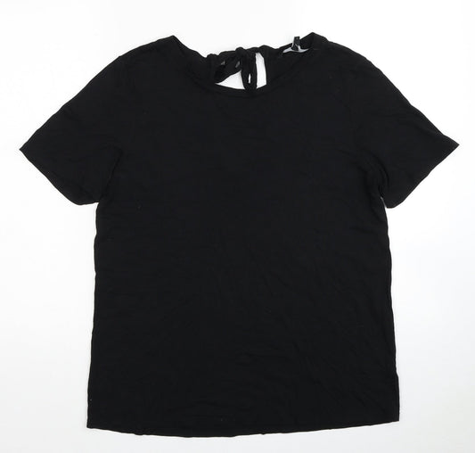 VERO MODA Womens Black Cotton Basic T-Shirt Size L Round Neck