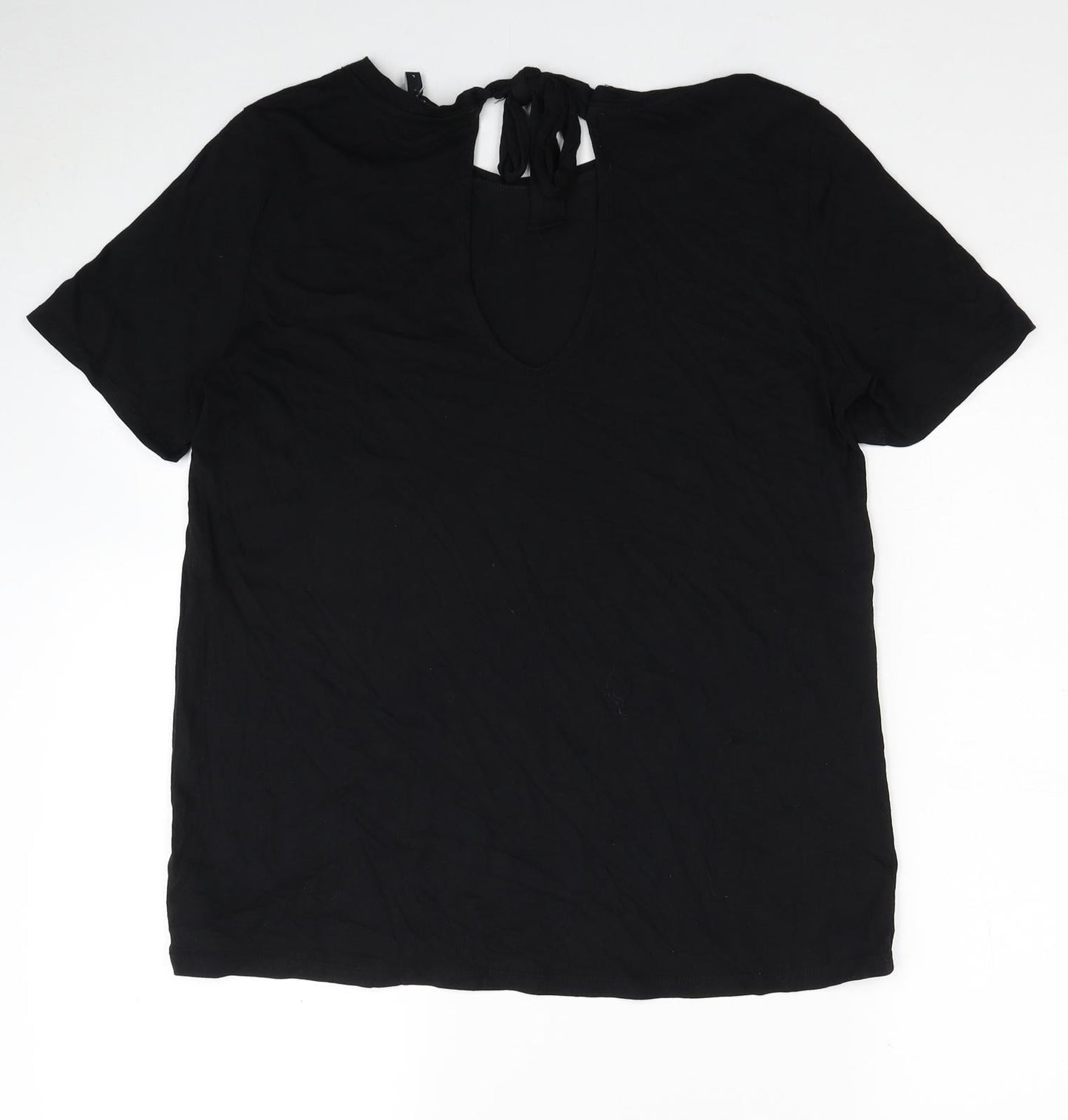 VERO MODA Womens Black Cotton Basic T-Shirt Size L Round Neck