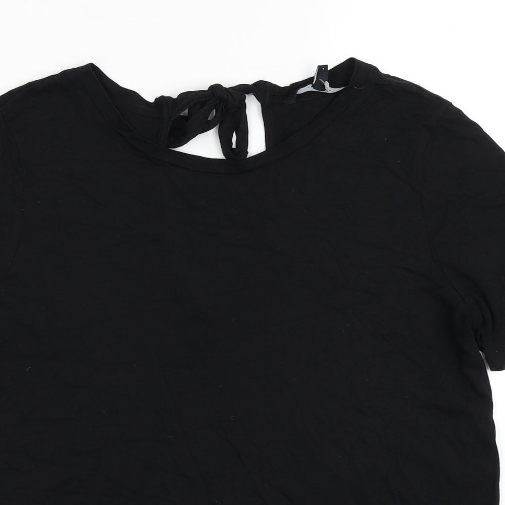 VERO MODA Womens Black Cotton Basic T-Shirt Size L Round Neck