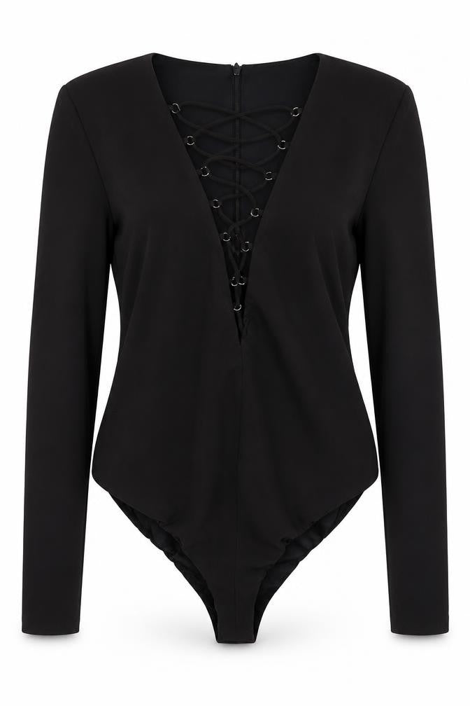 Zara Womens Black Polyester Bodysuit One-Piece Size S Snap