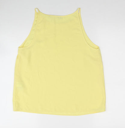 Warehouse Womens Yellow Polyester Basic Tank Size 12 Round Neck