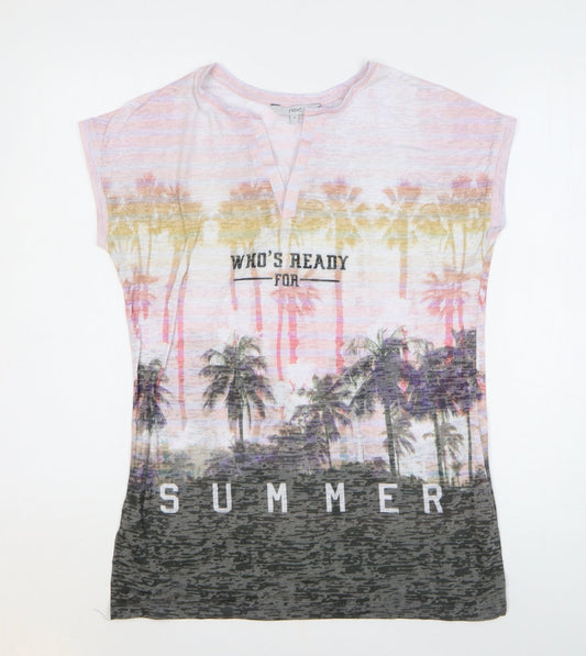 NEXT Womens Multicoloured Geometric Polyester Basic Tank Size 8 V-Neck - Who's Ready for Summer