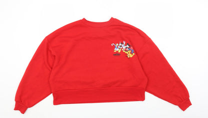 Preloved Primark Womens Red Polyester Pullover Sweatshirt Size XS Pullover - Mickey Mouse - Front
