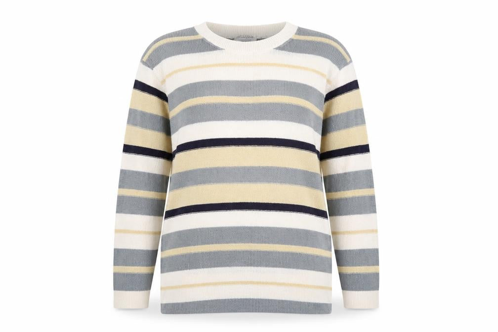 Richards Womens Multicoloured Round Neck Striped Acrylic Pullover Jumper Size M
