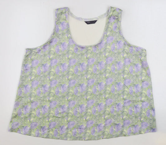 Marks and Spencer Womens Multicoloured Floral Polyester Basic Tank Size 20 Round Neck