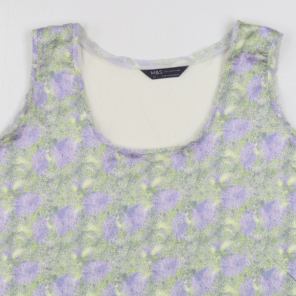 Marks and Spencer Womens Multicoloured Floral Polyester Basic Tank Size 20 Round Neck