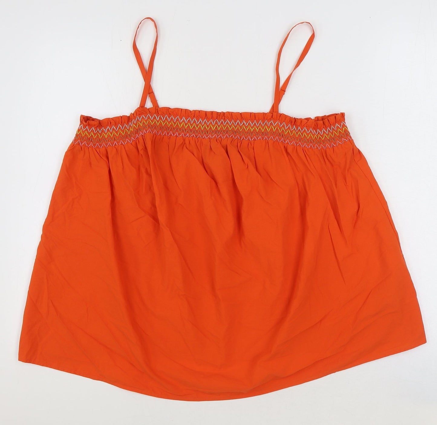 Marks and Spencer Womens Orange 100% Cotton Basic Tank Size 22 Square Neck