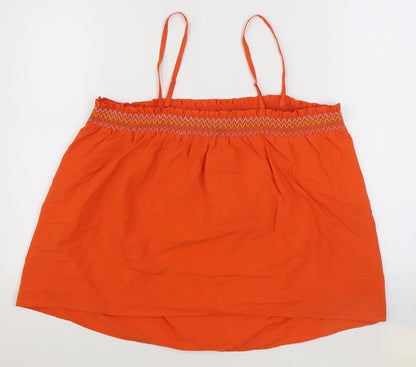 Marks & Spencer Womens Orange 100% Cotton Basic Tank Size 22 Square Neck