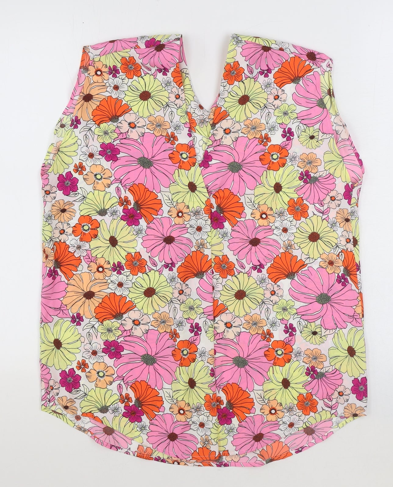 Marks and Spencer Womens Multicoloured Floral Polyester Basic Blouse Size 12 V-Neck