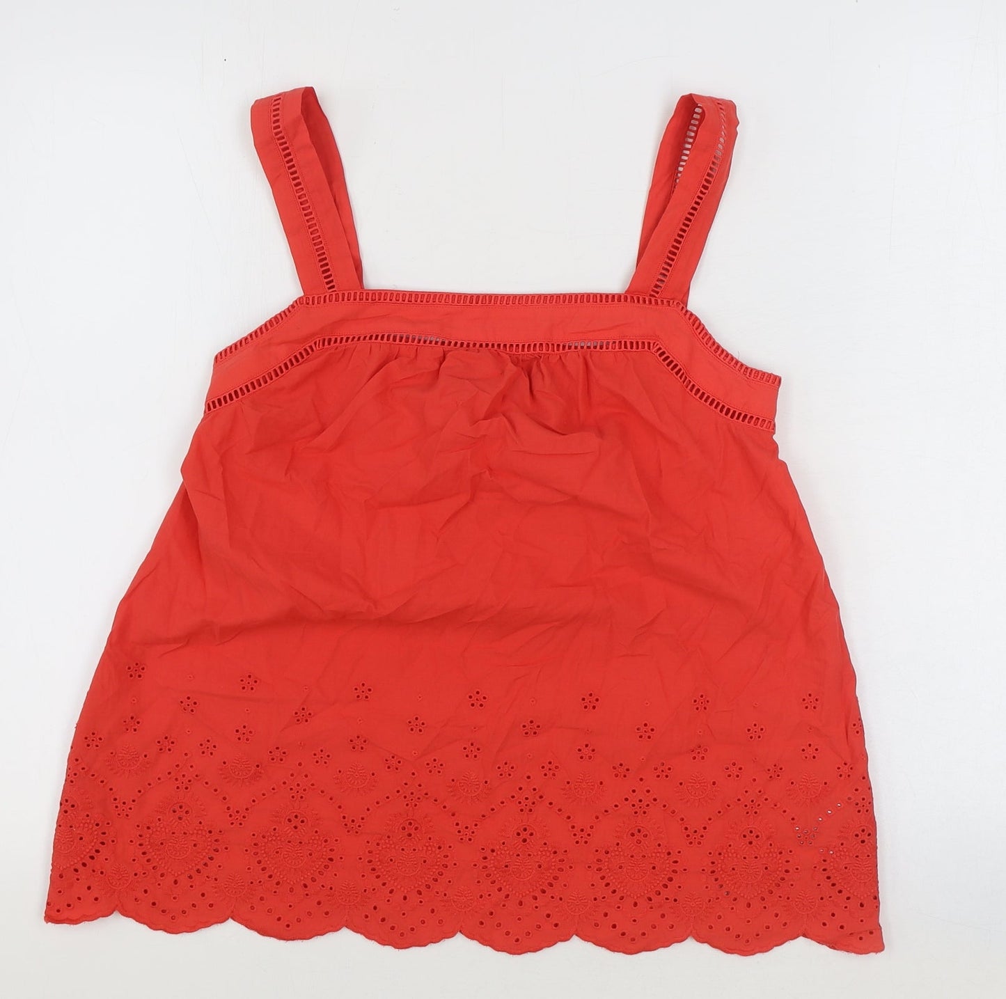 Marks and Spencer Womens Red 100% Cotton Basic Tank Size 6 Square Neck