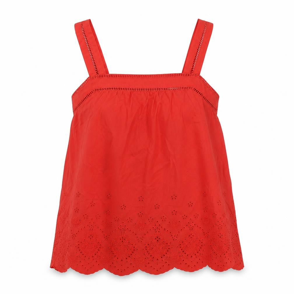 Marks & Spencer Womens Red 100% Cotton Basic Tank Size 6 Square Neck