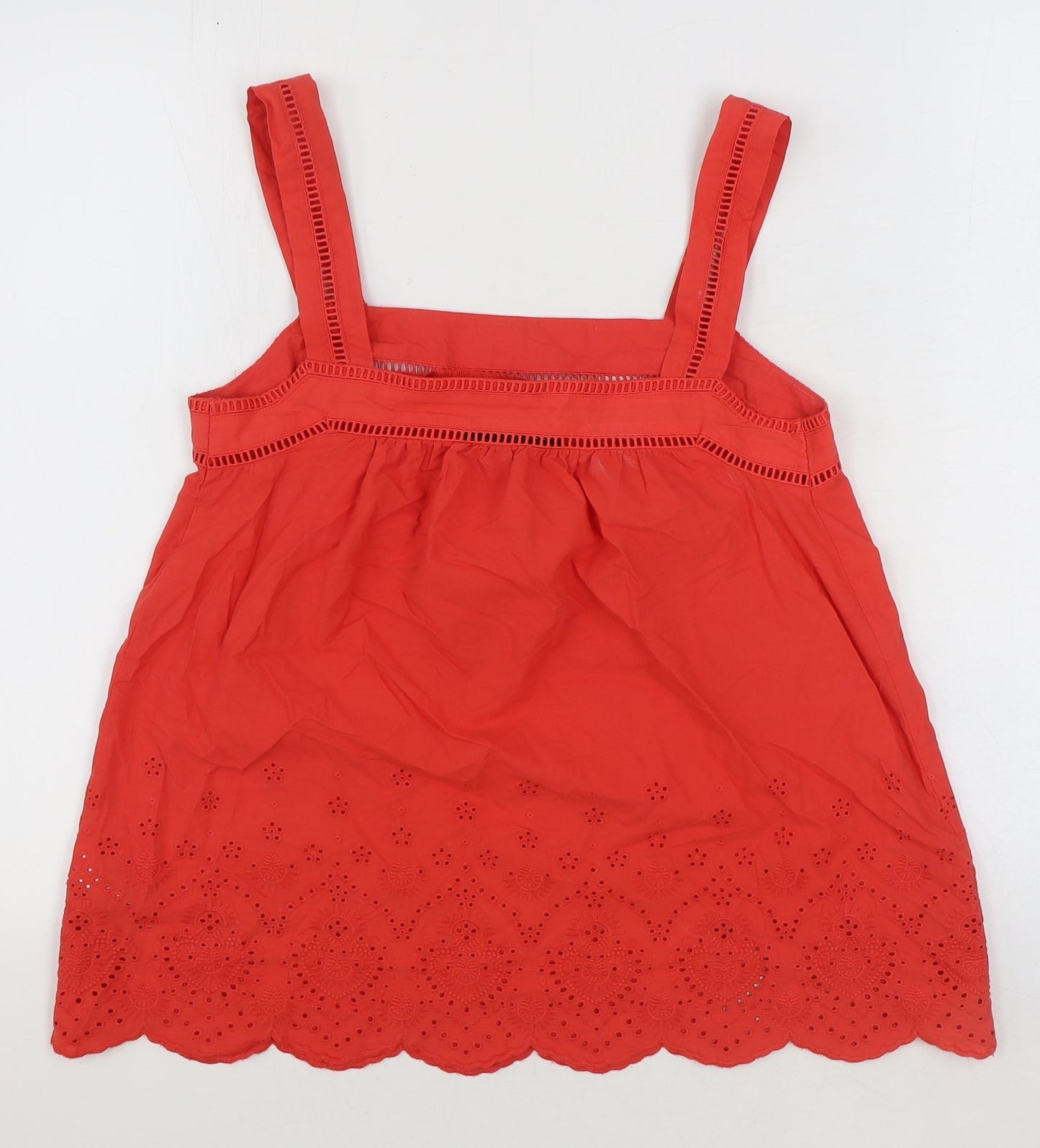 Marks and Spencer Womens Red 100% Cotton Basic Tank Size 6 Square Neck