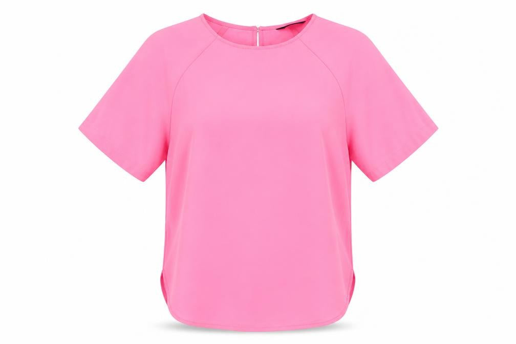 Marks & Spencer Womens Pink Polyester Basic Blouse Size 6 Round Neck