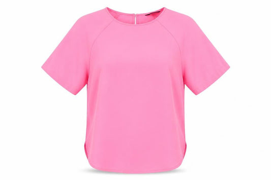 Marks and Spencer Womens Pink Polyester Basic Blouse Size 6 Round Neck