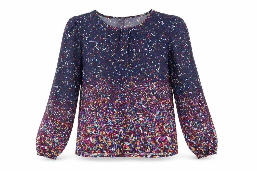 Uttam Boutique Womens Multicoloured Geometric Polyester Basic Blouse Size 8 Round Neck