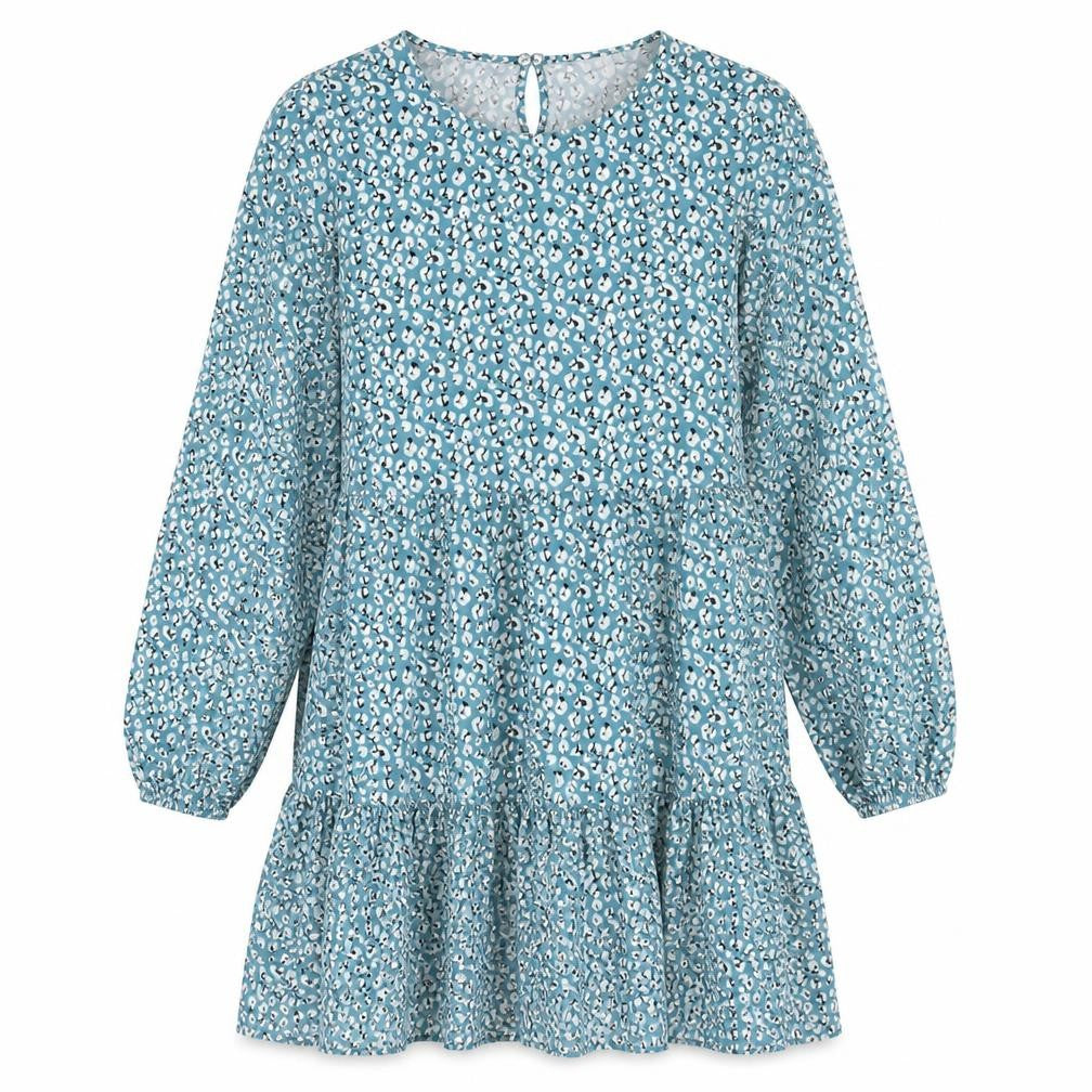 PEBBLE BAY Womens Blue Floral Polyester Shift Size 14 Round Neck Button
