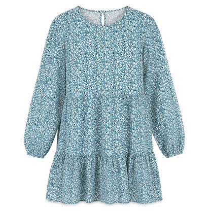 Pebble Bay Womens Blue Floral Polyester Shift Size 14 Round Neck Button