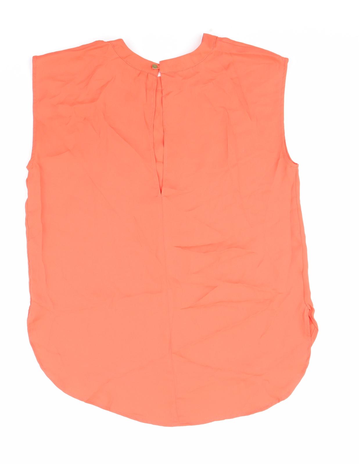 Mango Womens Orange Polyester Basic Blouse Size XS Round Neck