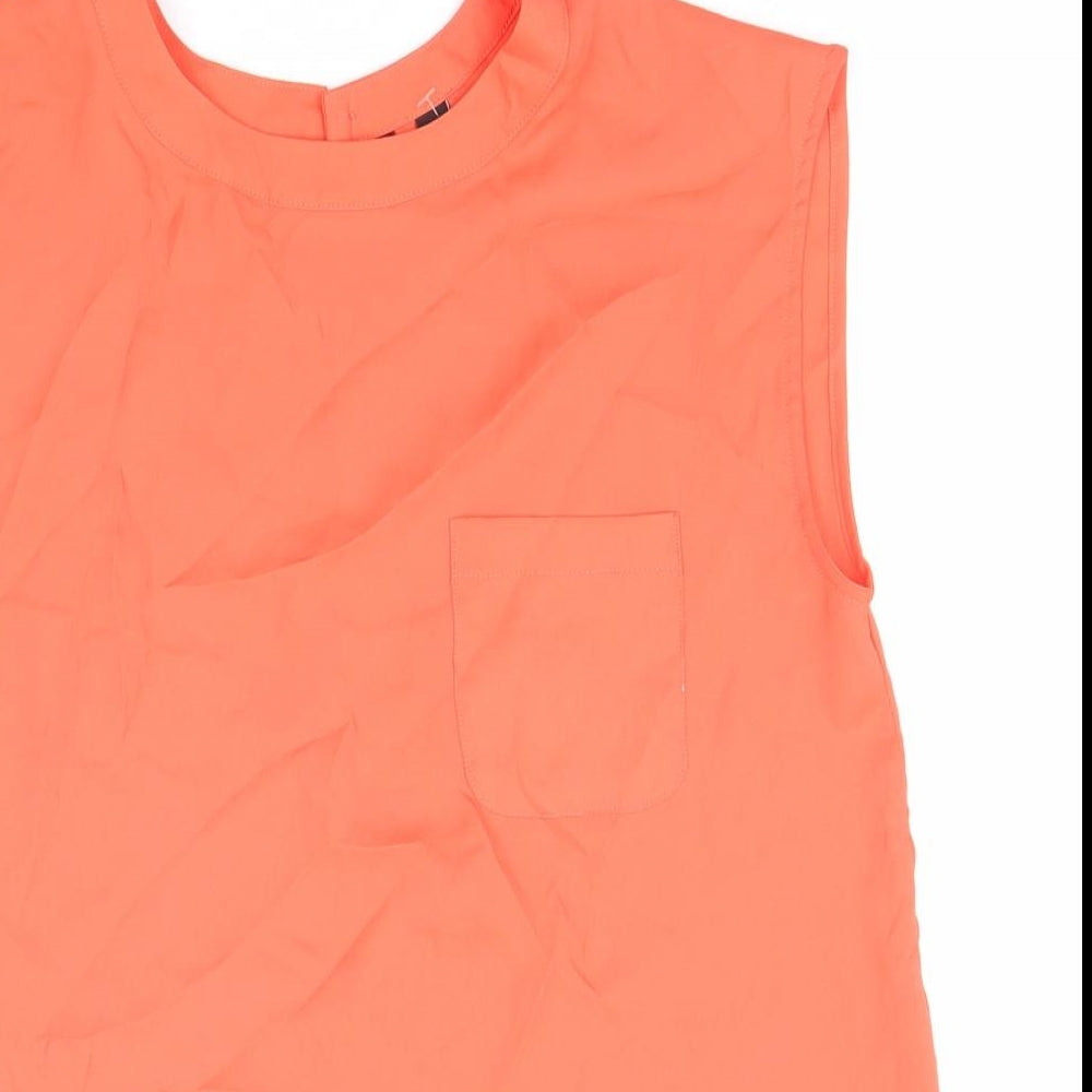 Mango Womens Orange Polyester Basic Blouse Size XS Round Neck