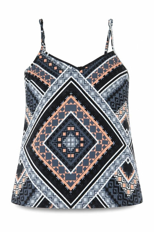 Miss Selfridge Womens Multicoloured Geometric Polyester Camisole Blouse Size 10 V-Neck