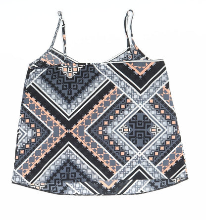 Miss Selfridge Womens Multicoloured Geometric Polyester Camisole Blouse Size 10 V-Neck