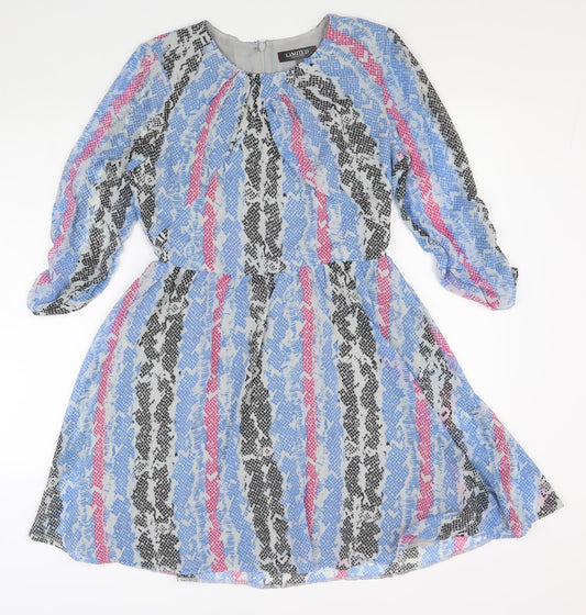 Limited Collection Womens Multicoloured Geometric Polyester Fit & Flare Size 10 Round Neck Zip