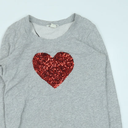 H&M Womens Grey Cotton Pullover Sweatshirt Size S Pullover - Heart