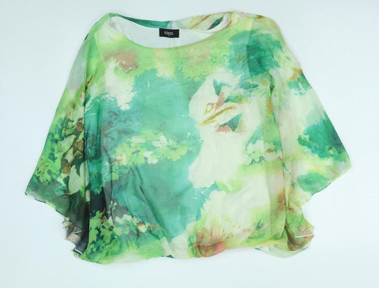 Klass Womens Green Geometric Polyester Basic Blouse Size M Round Neck