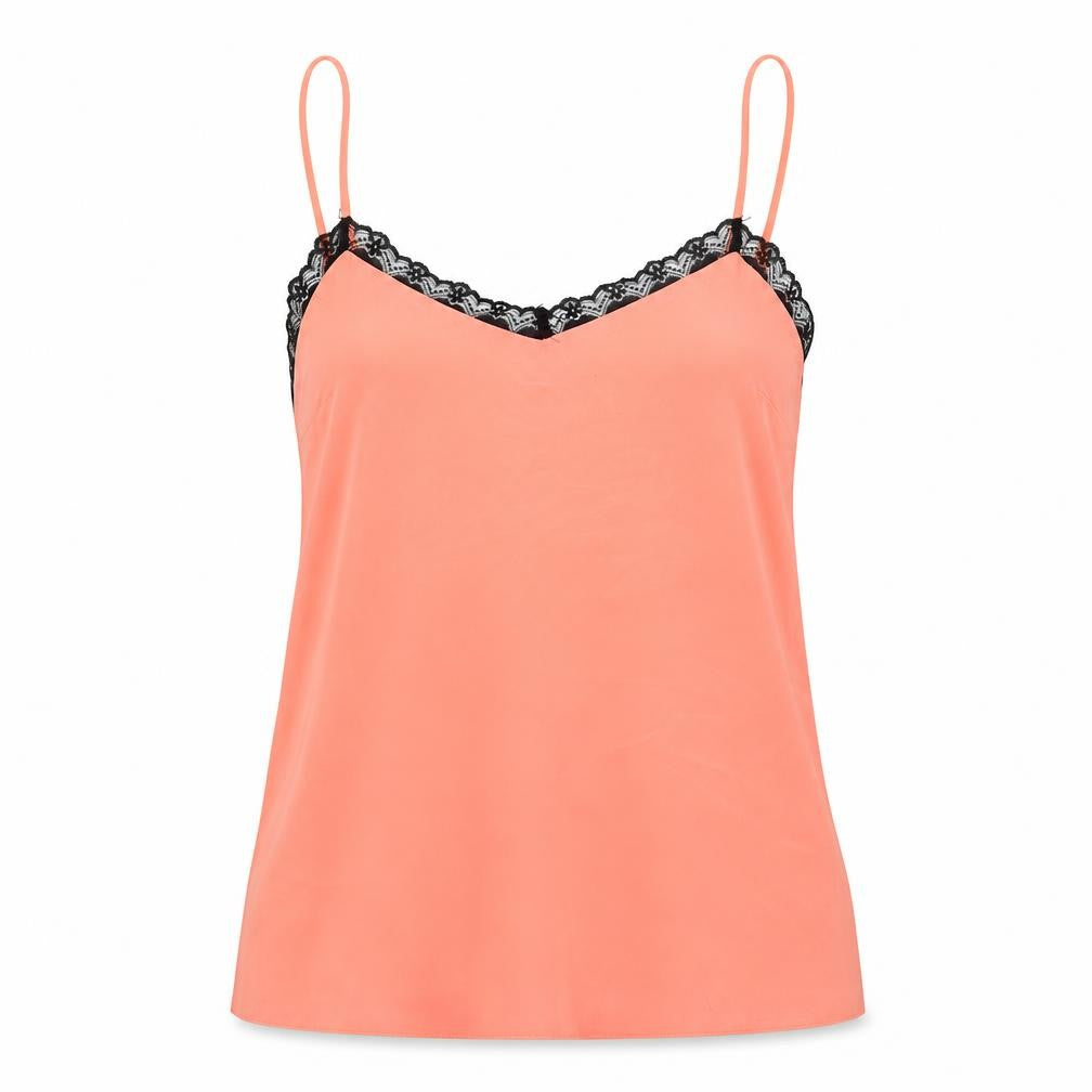 Miss Selfridge Womens Pink Polyester Basic Tank Size 8 V-Neck - Lace Detail