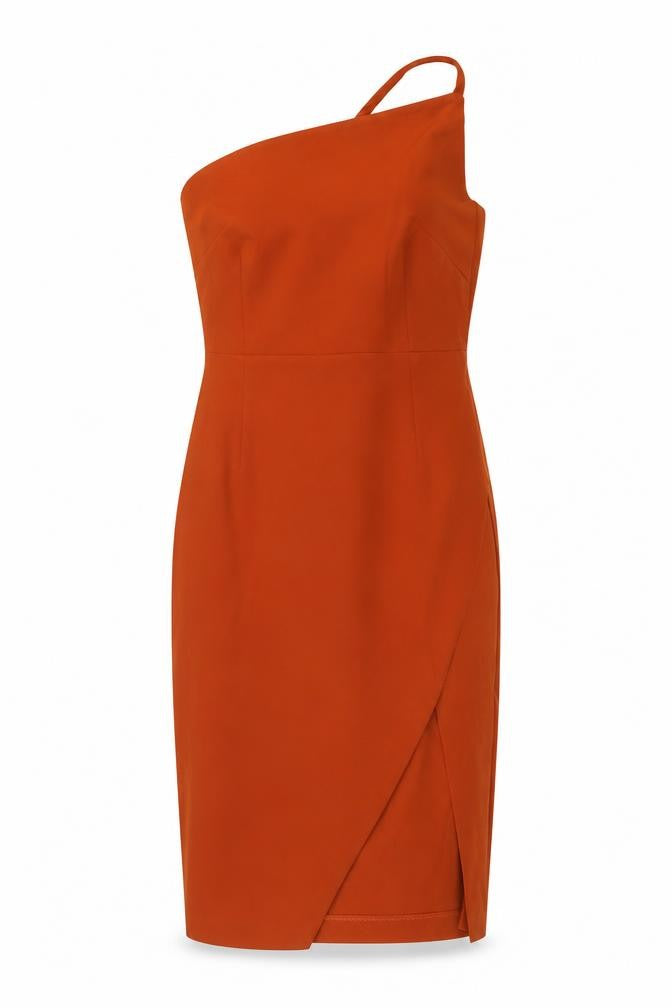 Vesper Womens Orange Polyester Pencil Dress Size 6 Square Neck Zip