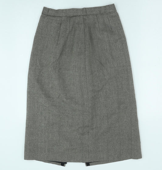 Preworn Womens Green Geometric Cotton Straight & Pencil Skirt Size 28 in Zip