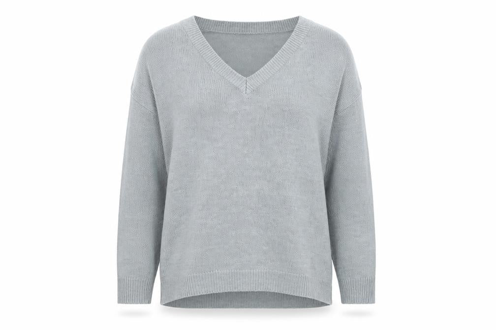 Onfire Womens Grey V-Neck Acrylic Pullover Jumper Size 12
