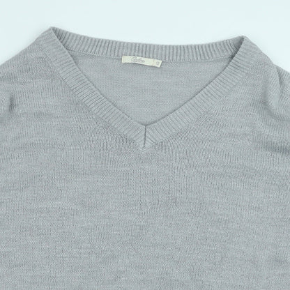 Onfire Womens Grey V-Neck Acrylic Pullover Jumper Size 12