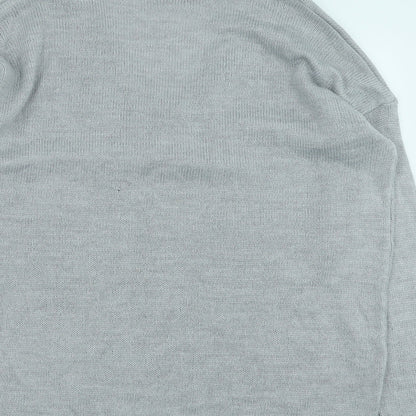 Onfire Womens Grey V-Neck Acrylic Pullover Jumper Size 12