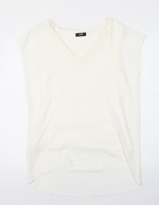 Wallis Womens White Polyester Basic Tank Size S V-Neck