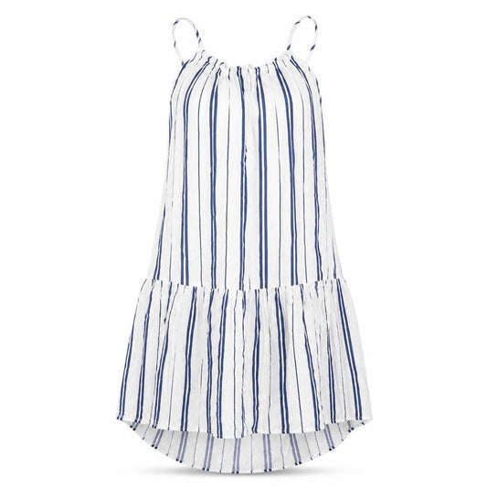 H&M Womens White Striped Viscose Tank Dress Size 10 Round Neck Pullover