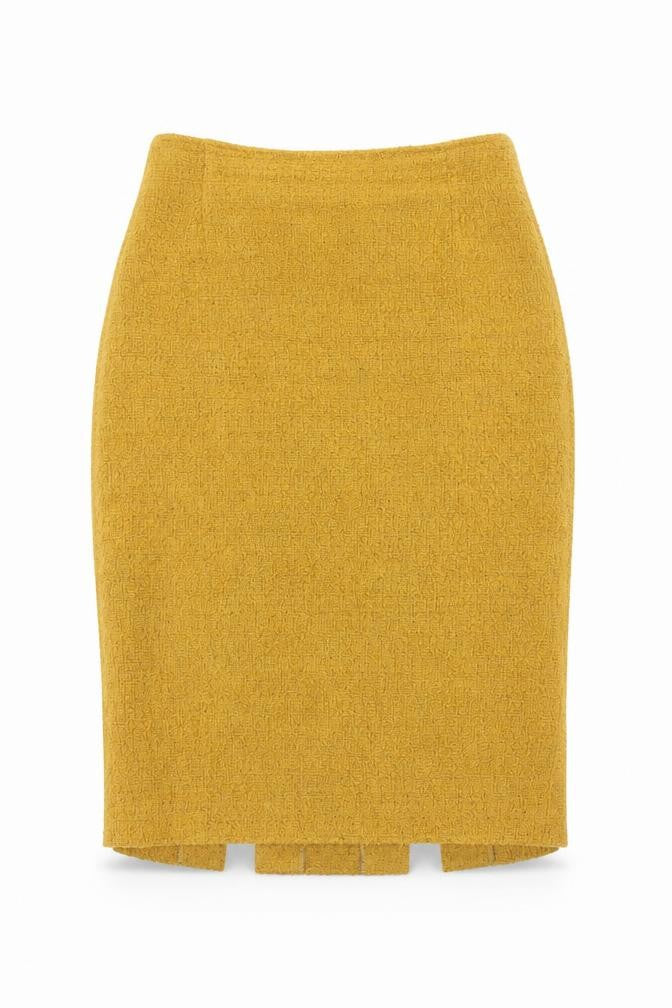 Madeleine Womens Yellow Polyester Bandage Skirt Size 30 Zip