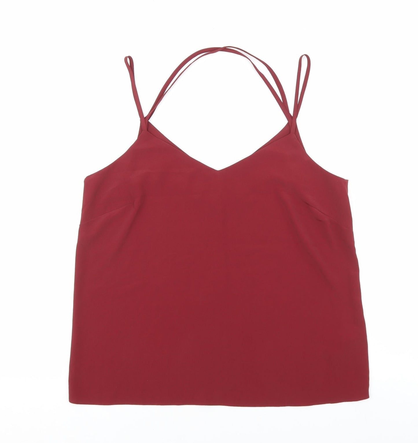 New Look Womens Red Polyester Basic Tank Size 12 V-Neck