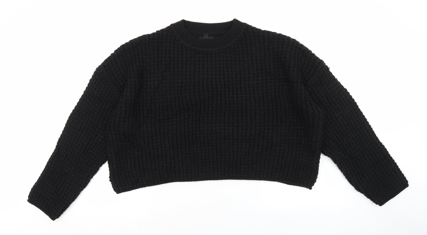 New Look Womens Black Round Neck Acrylic Pullover Jumper Size L