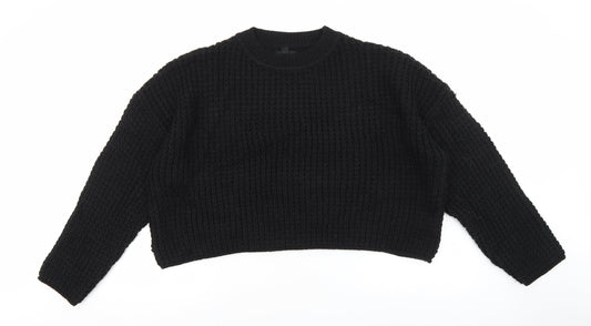 New Look Womens Black Round Neck Acrylic Pullover Jumper Size L