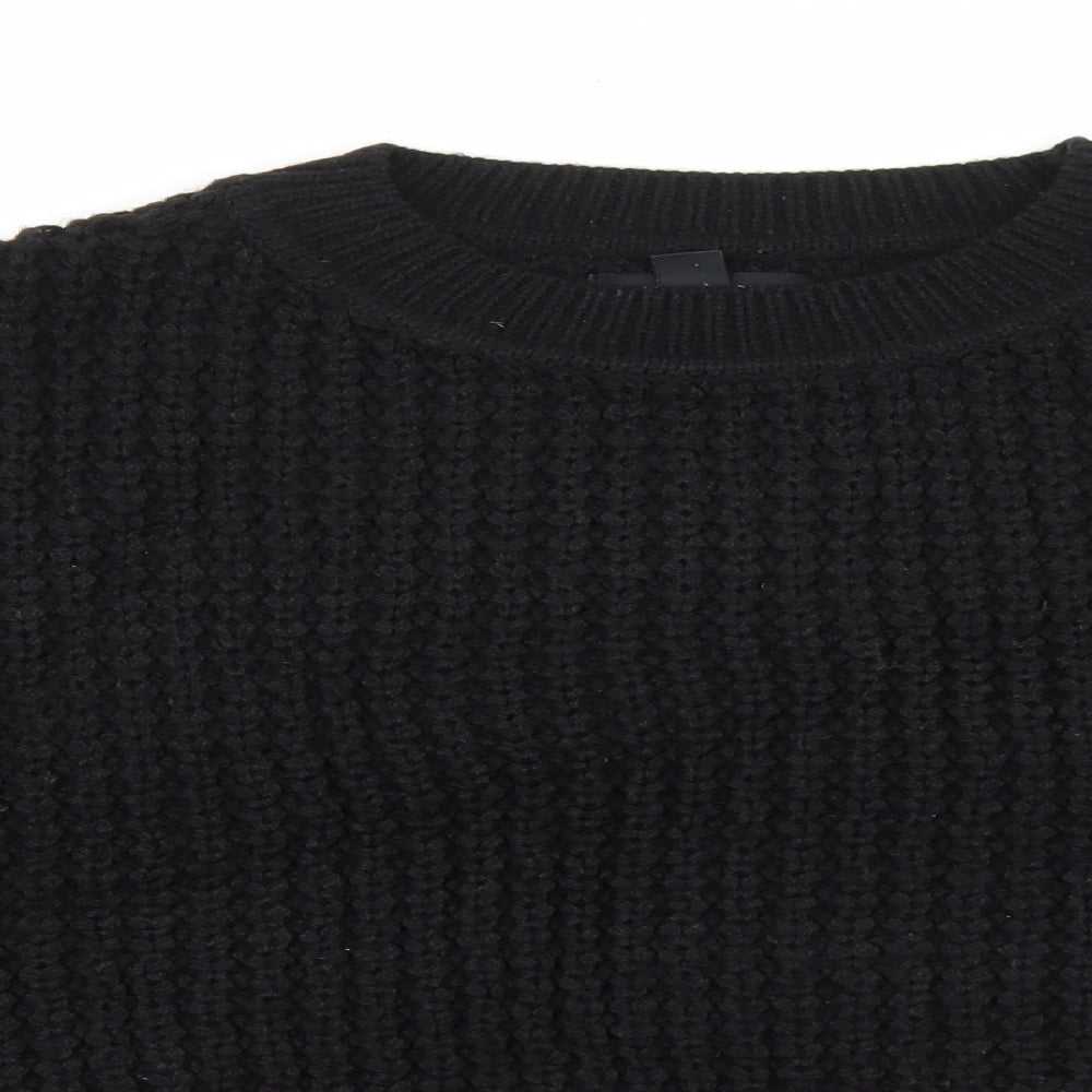 New Look Womens Black Round Neck Acrylic Pullover Jumper Size L