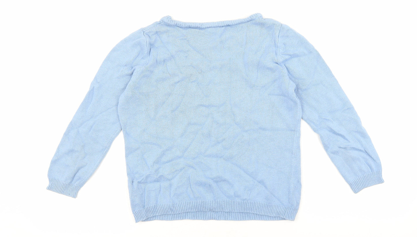 FOREVER 21 Womens Blue Round Neck Cotton Pullover Jumper Size S
